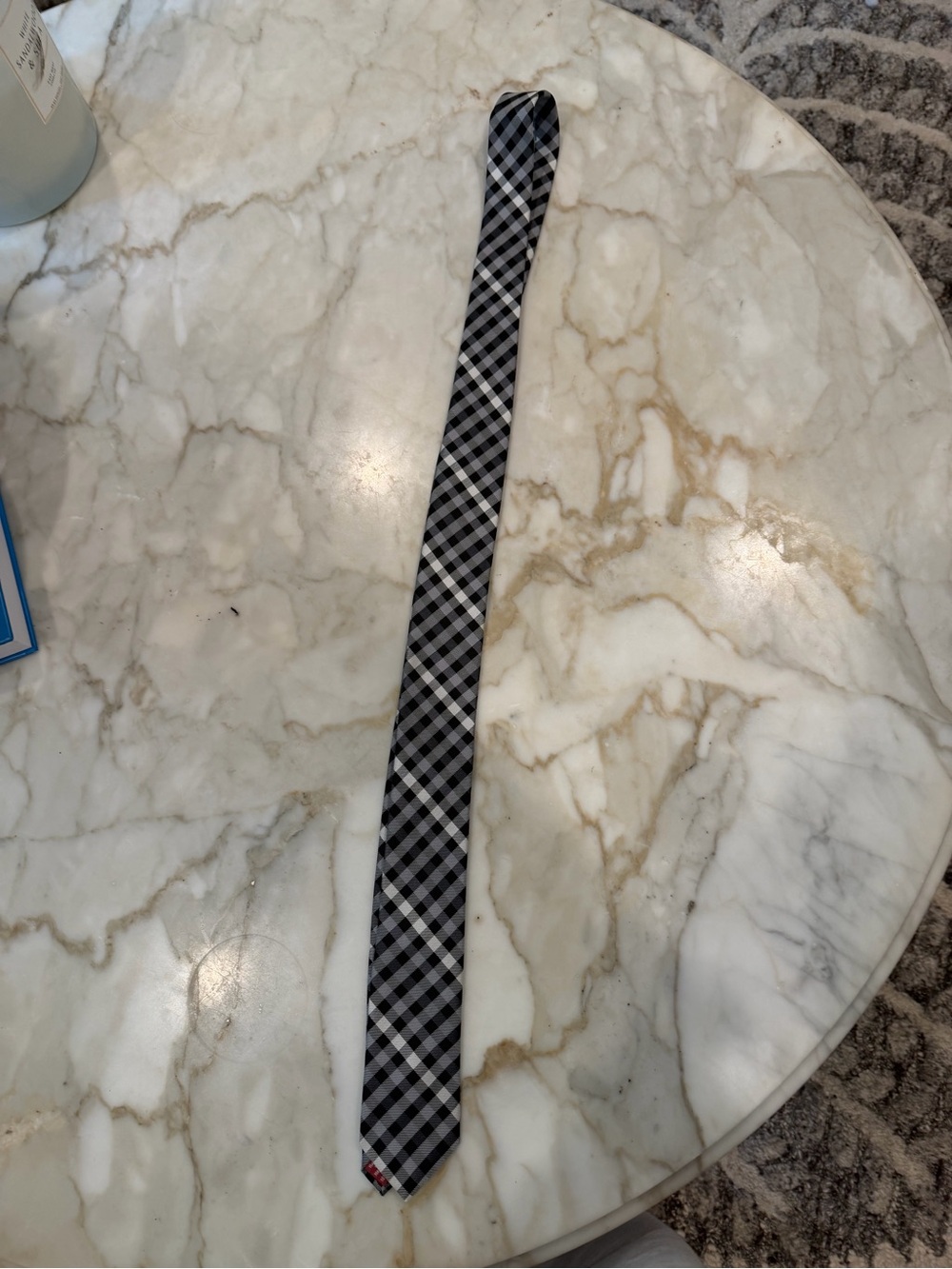 Original Penguin Black and White Plaid Slim Tie